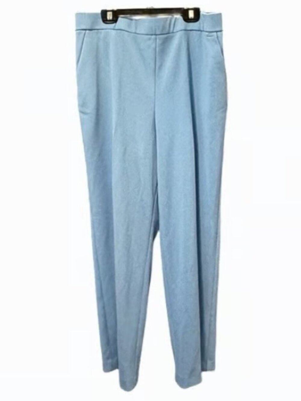 Nine West Flat Front Pants Light Blue High Rise Elastic Back Waist Office New